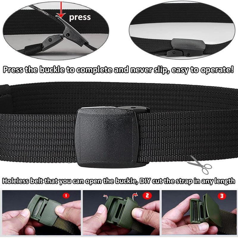 HOANAN Non-Metal Nylon Belt, Mens Casual Web Jeans Waist Belt Tactical Work Belt, Black + Coyote Brown - Image 4